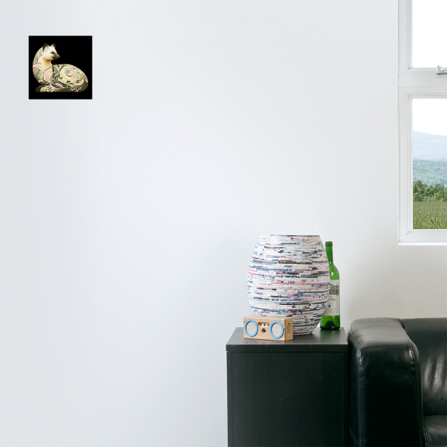 Botanical American Marten with Foliage and Floral Detail by BirdsnStuff